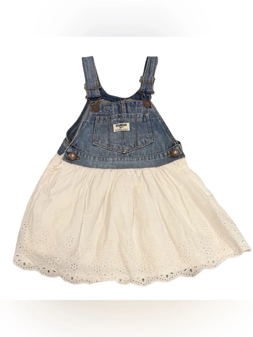 OshKosh Denim Overall Dress w/ Eyelet Skirt | 4T